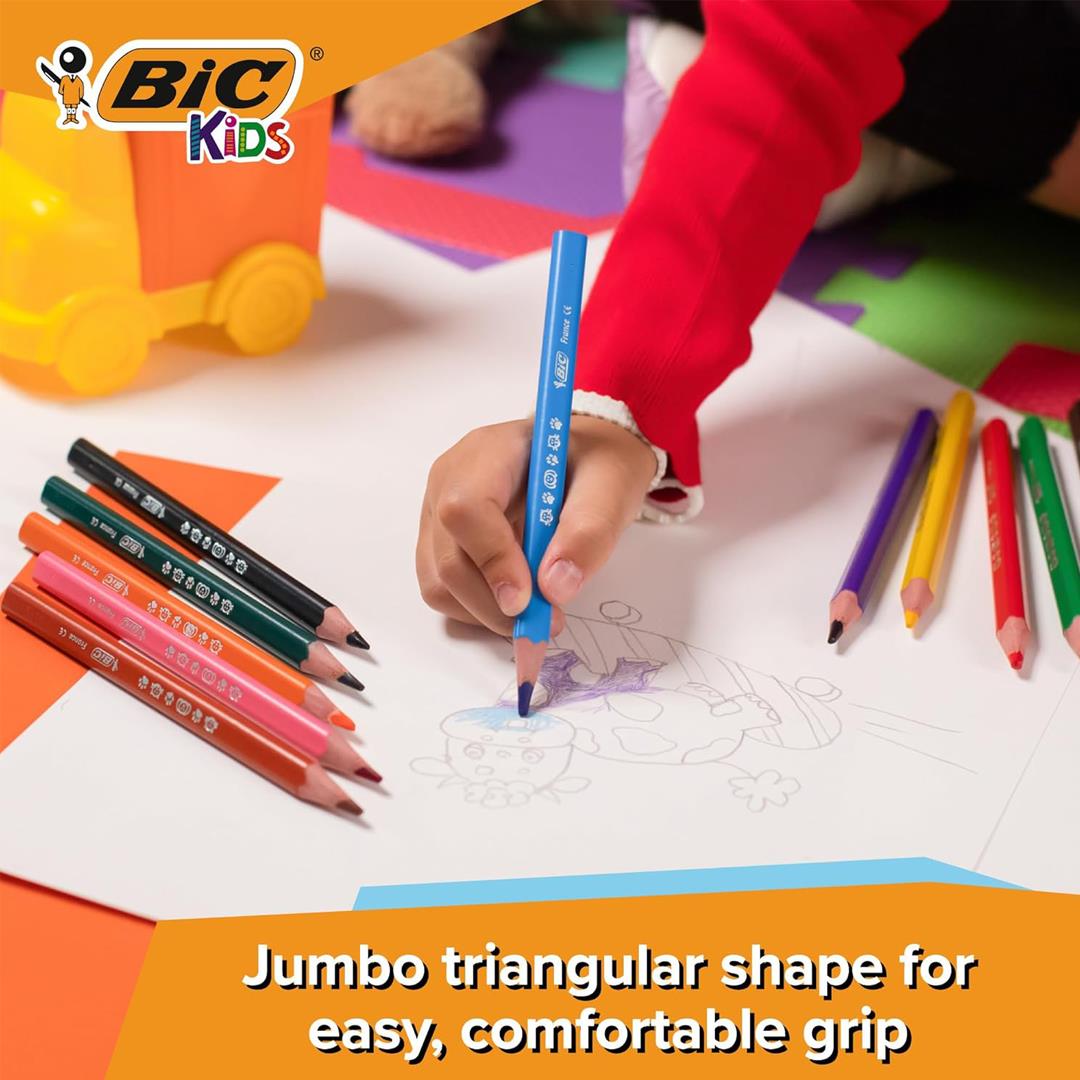 BIC Kids Evolution Triangle Coloured Pencils, Colouring Pencils, 12 Pack