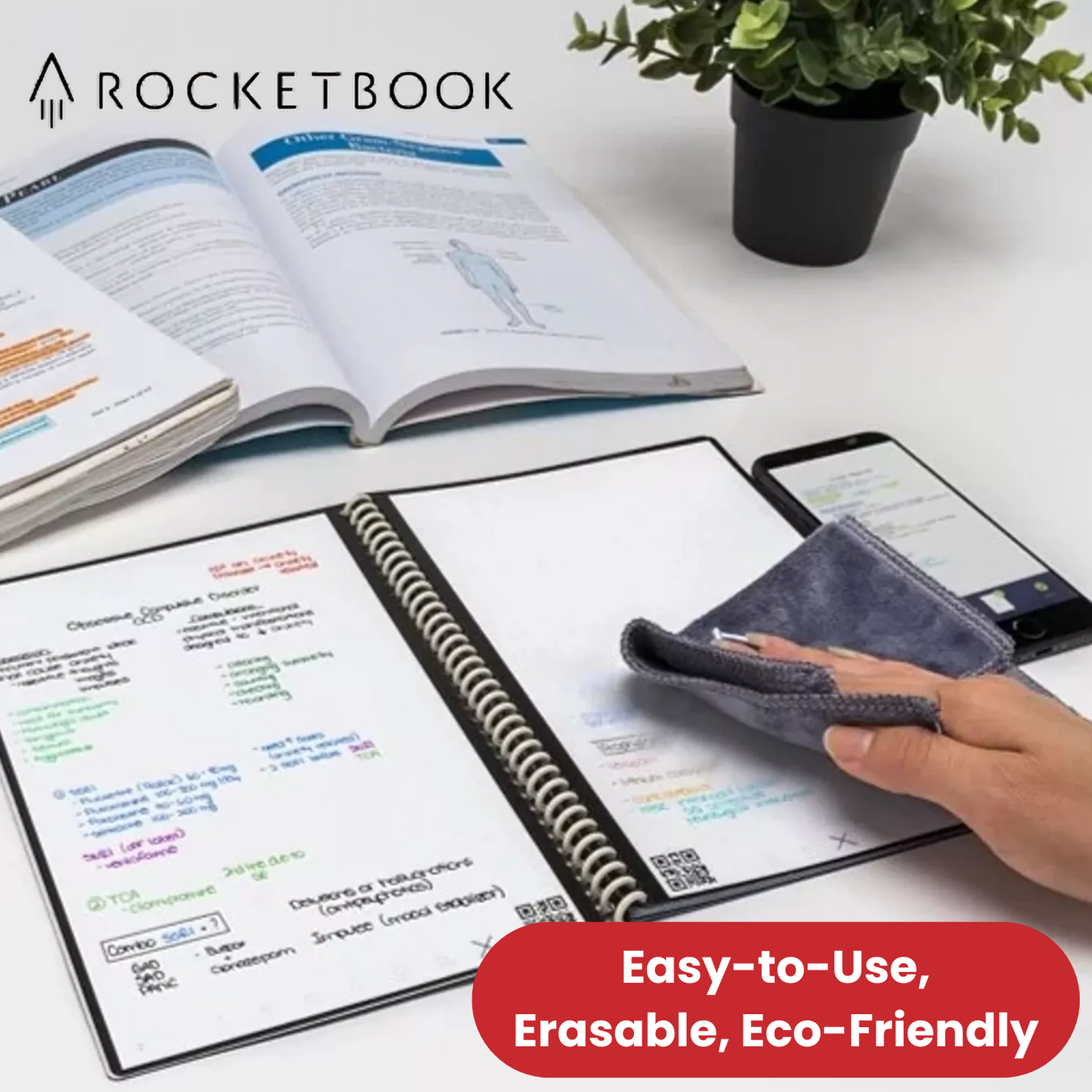 Rocketbook Fusion Executive A5 Smart Notebook Teal, Eco-Friendly & Reusable Page