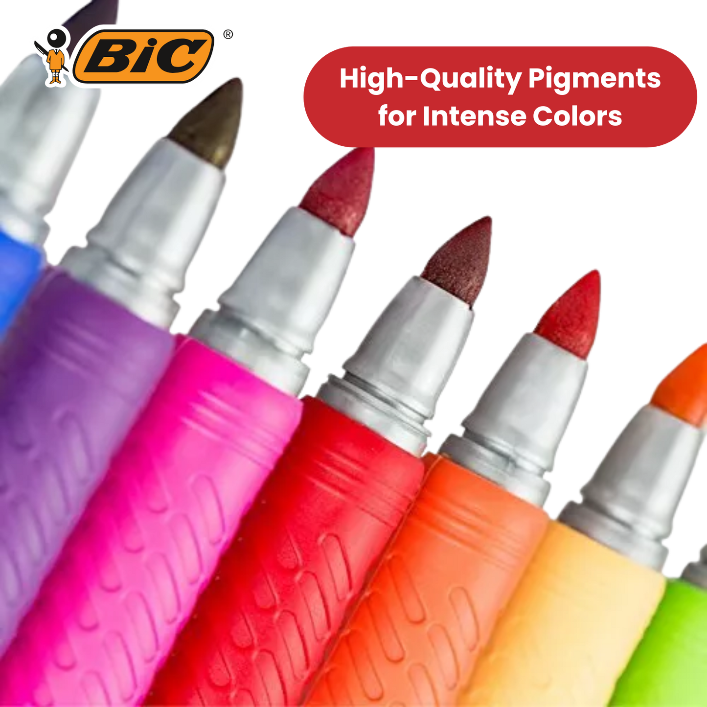 BIC PERMANENT MARKERS FINE ASSORTED - PACK OF 12