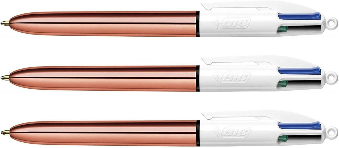 BIC 4 Colour Shine - Rose Gold - Blister Pack of 3 - Contingency @£3.00