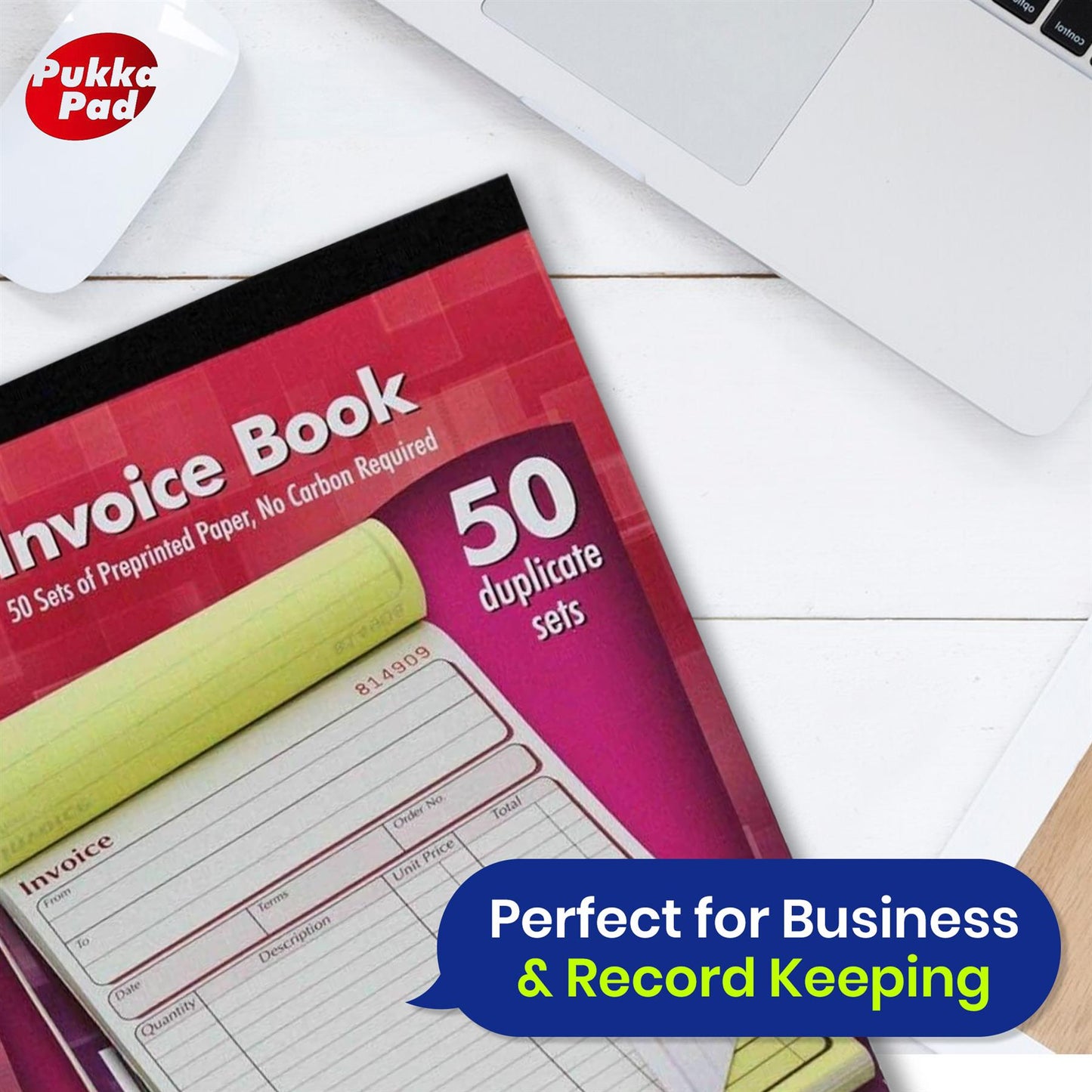 10x PUKKA PAD NCR Duplicate Invoice Book 50 Numbered Sets for Business Use