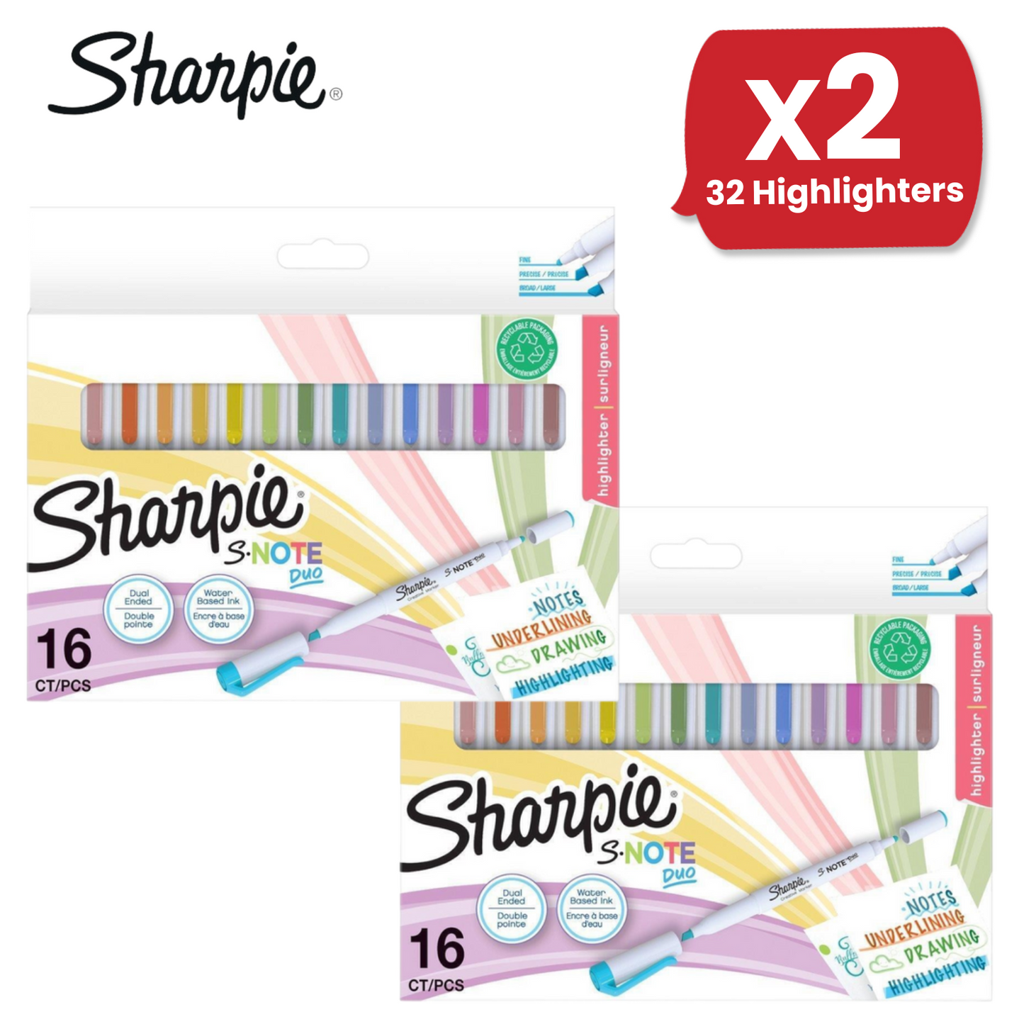 Sharpie S Note Duo Twin Tip Asst PK16