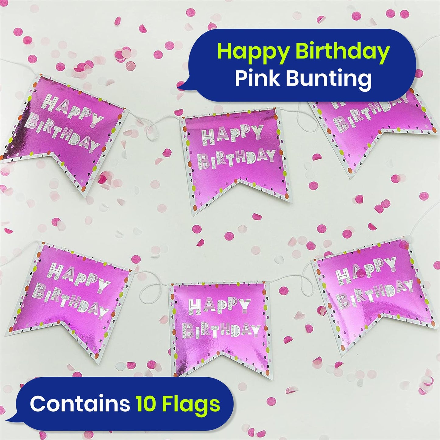On The Wall Happy Birthday Pink Bunting - 4 Metres