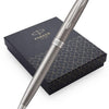 PARKER SET 16 SONNET STAINLESS STEEL CHROME TRIM BALLPOINT PEN MED NIB BLACK INK & PEN POUCH GIFT SET