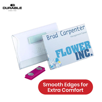 Durable Magnetic Name Badge Holders with Insert Cards 25 x Transparent ID Tags for Events & Office 54 x 90 mm