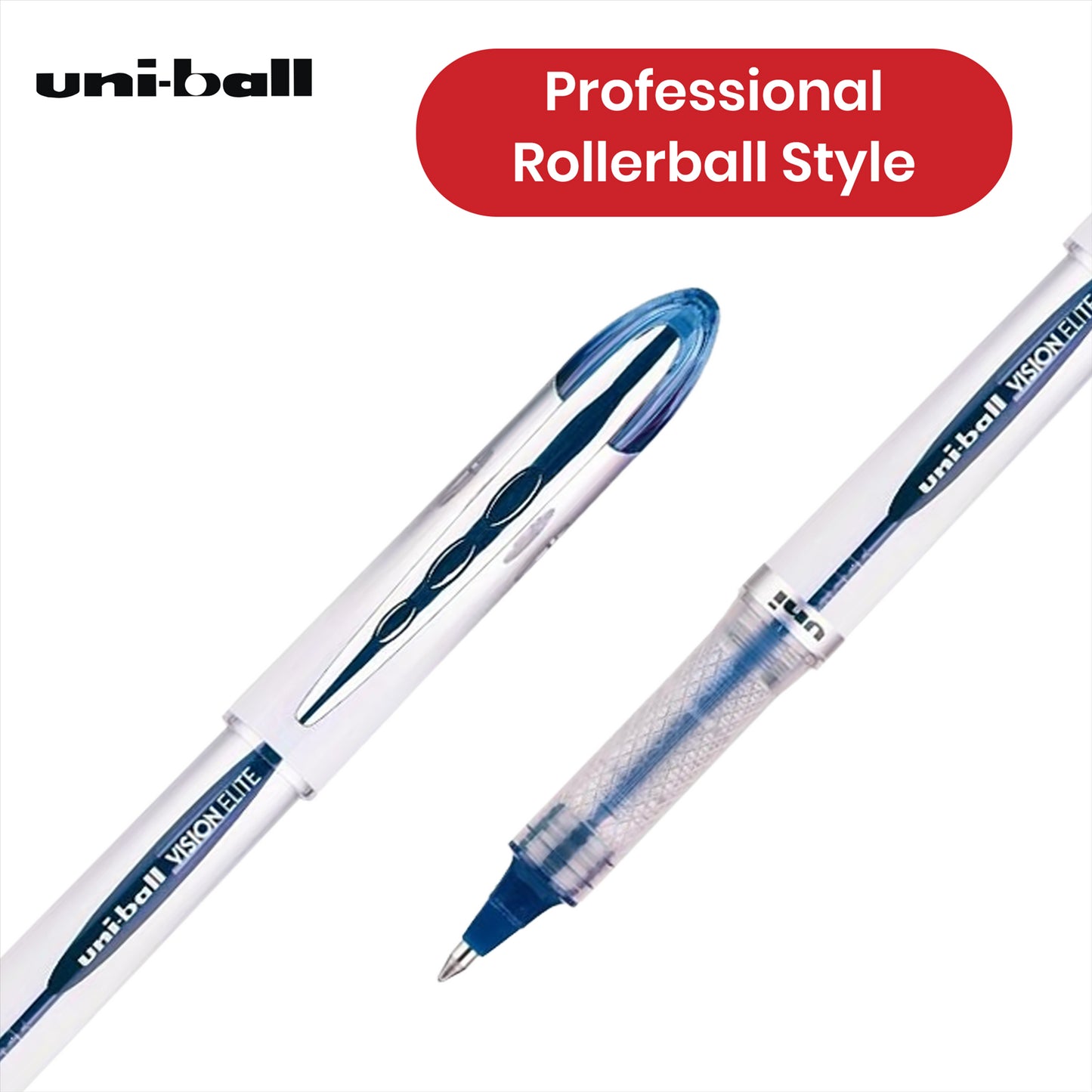 Uni-ball Vision Elite Rollerball Pens 0.8mm Tip, Black - School or Office