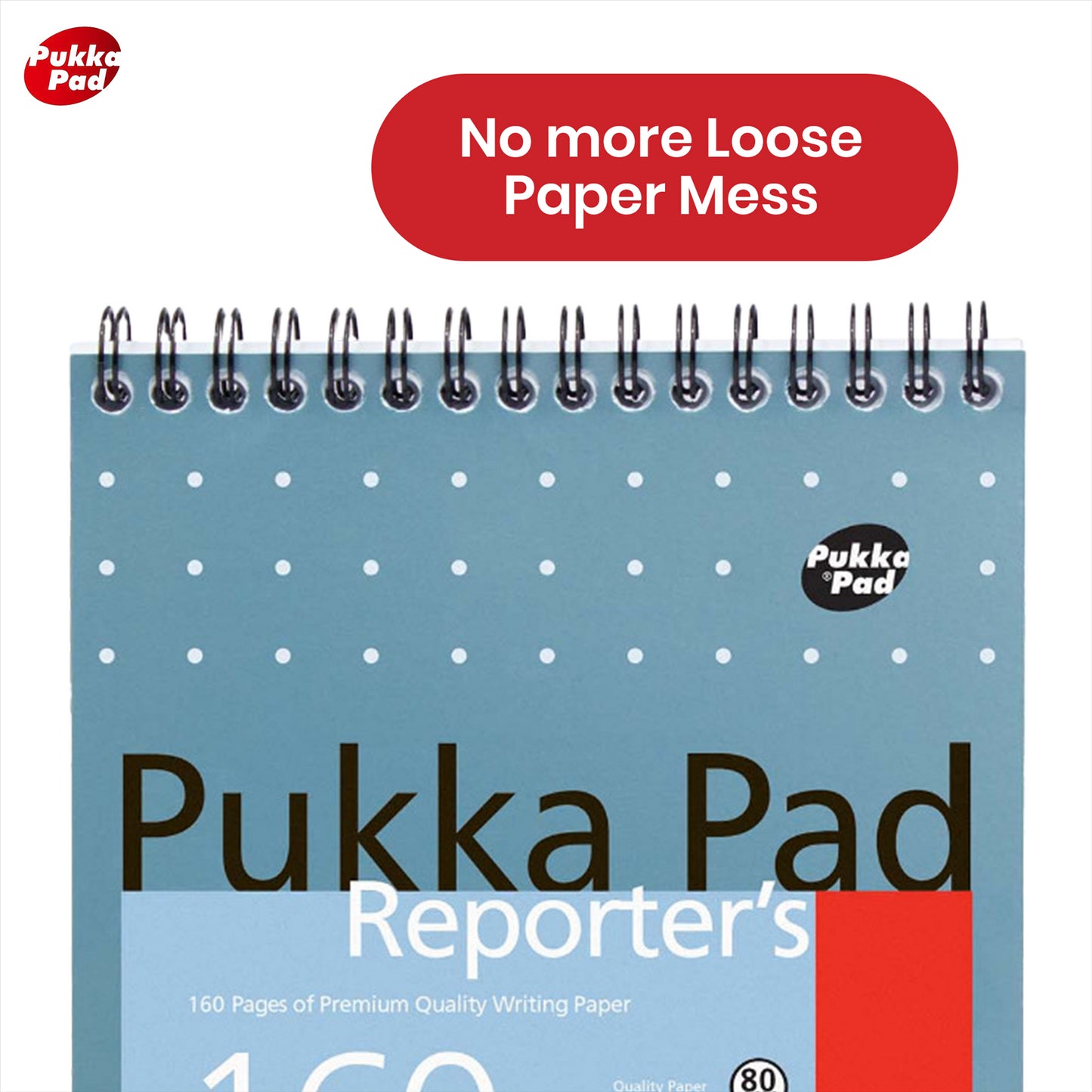 Pukka Pad Reporter's Notepad - Metallic Blue Spiral Notebook, 160 Pages Writing Book for Daily Notes