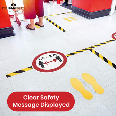 Durable Red Floor Sticker - 43cm Self-Adhesive ‘Keep Your Distance’ 1.5–2m Safety Decal for Shops
