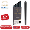 Parker Quink Black Ink Cartridges Fountain Pen Refill, Smooth Flow - Box of 5