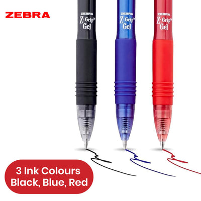 Z Grip Ballpoint - Plastic  0.7mm Medium Point Pen, Multicoloured Retractable Biro, Water Resistant Gel Ink Writing Pens for School Office( Pack of 3)
