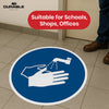Durable Wash Hands Floor Sticker - 43cm Blue Self-Adhesive Hygiene Reminder Safety Decal for Office