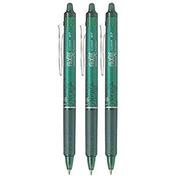 Pilot Frixion Clicker Retractable Erasable 0.7mm Tip Green - Pack of 12