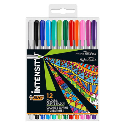 BIC Intensity Medium Felt-Tip Pens, Medium Tip, Wallet of 12
