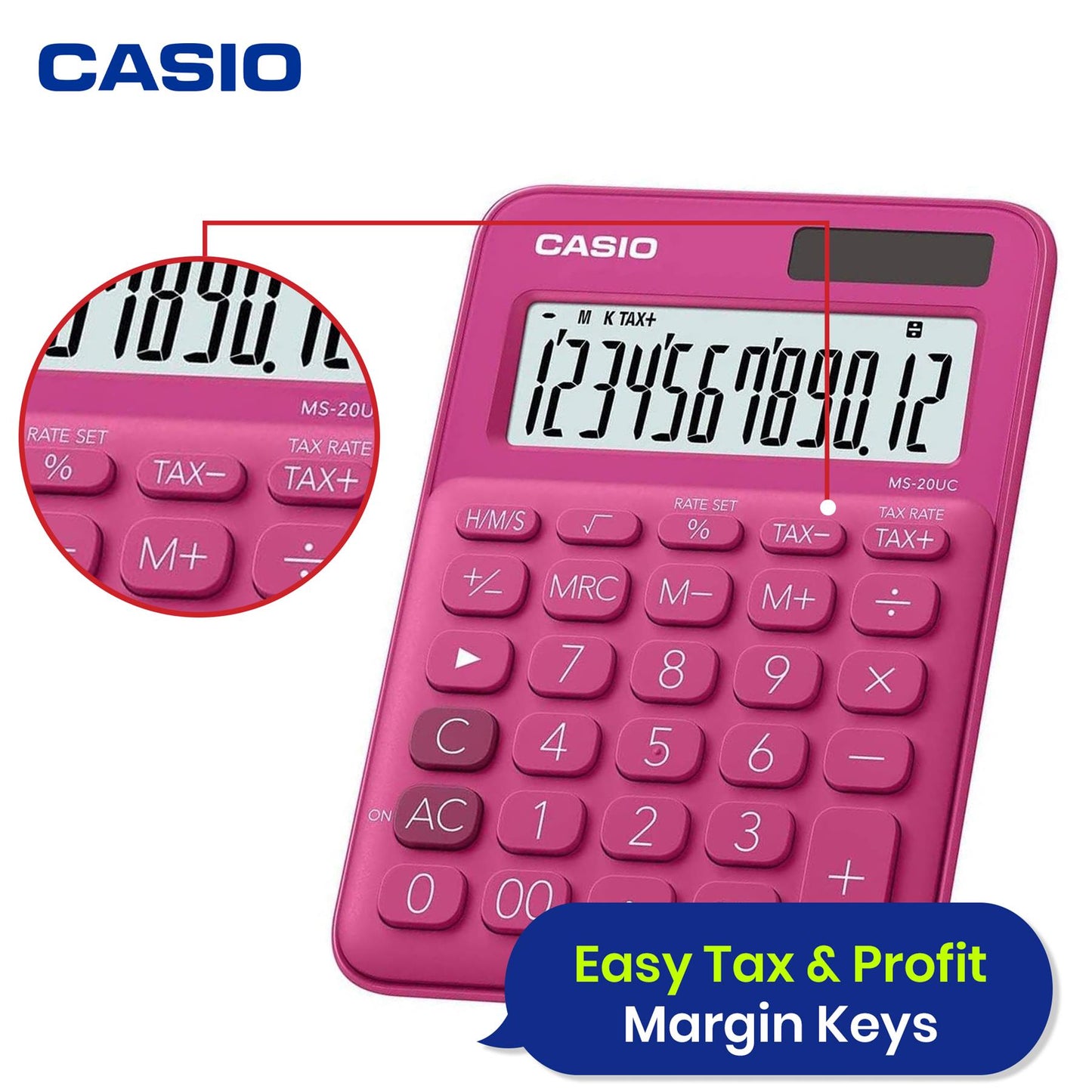 Casio MS-20UC Desk Calculator LCD Display Big Button Desktop Calculator for Office Home Office