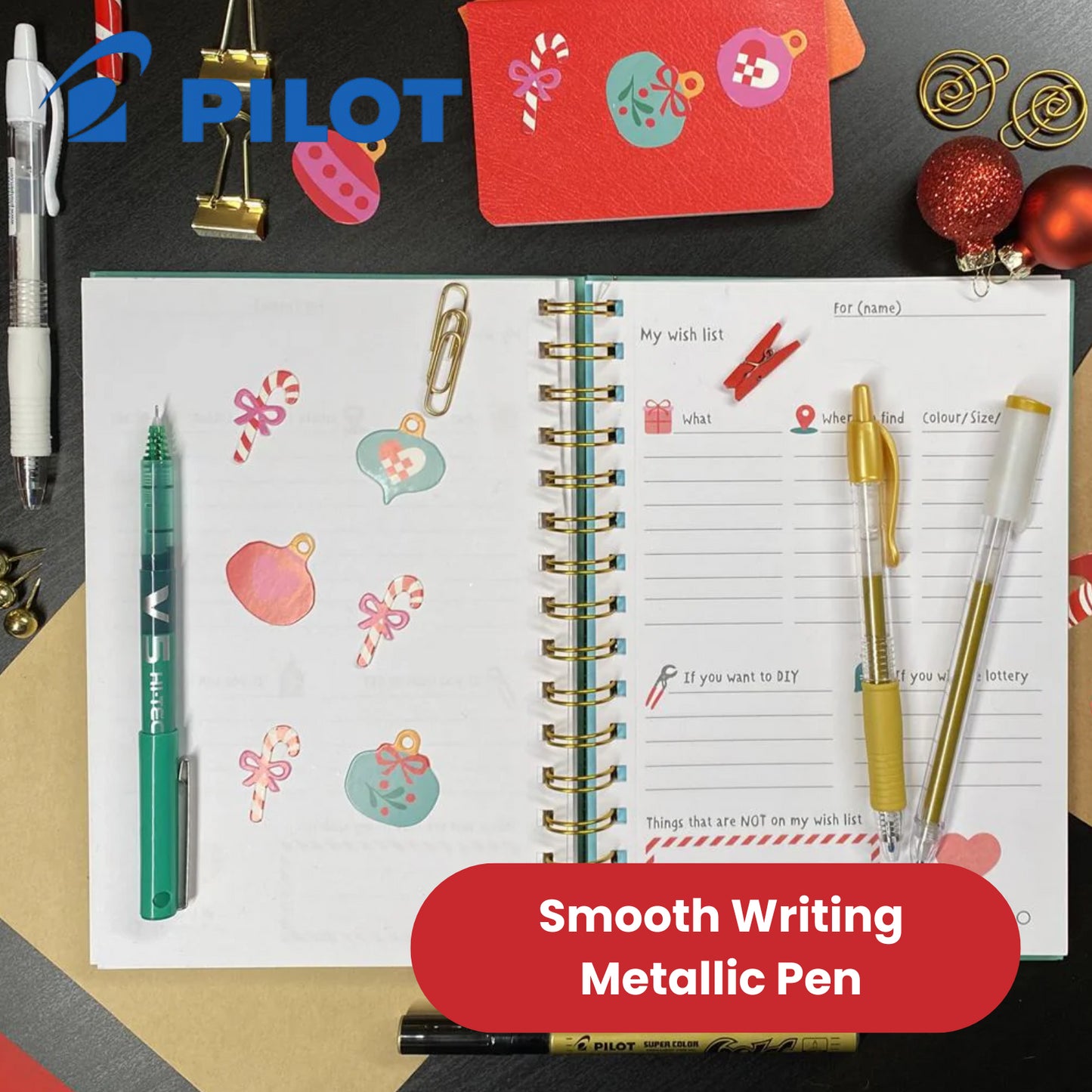 Pilot G-207 Retractable Gel Rollerball Pens Medium Point 0.7mm Tip Metallic Gold