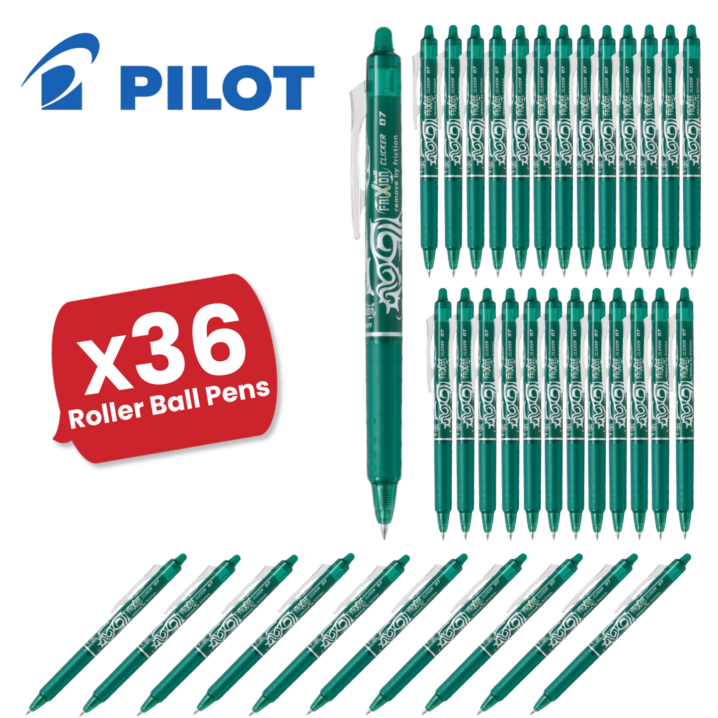 Pilot FriXion Clicker Erasable Gel Rollerball Multiple Pens 0.7mm Tip Line Green