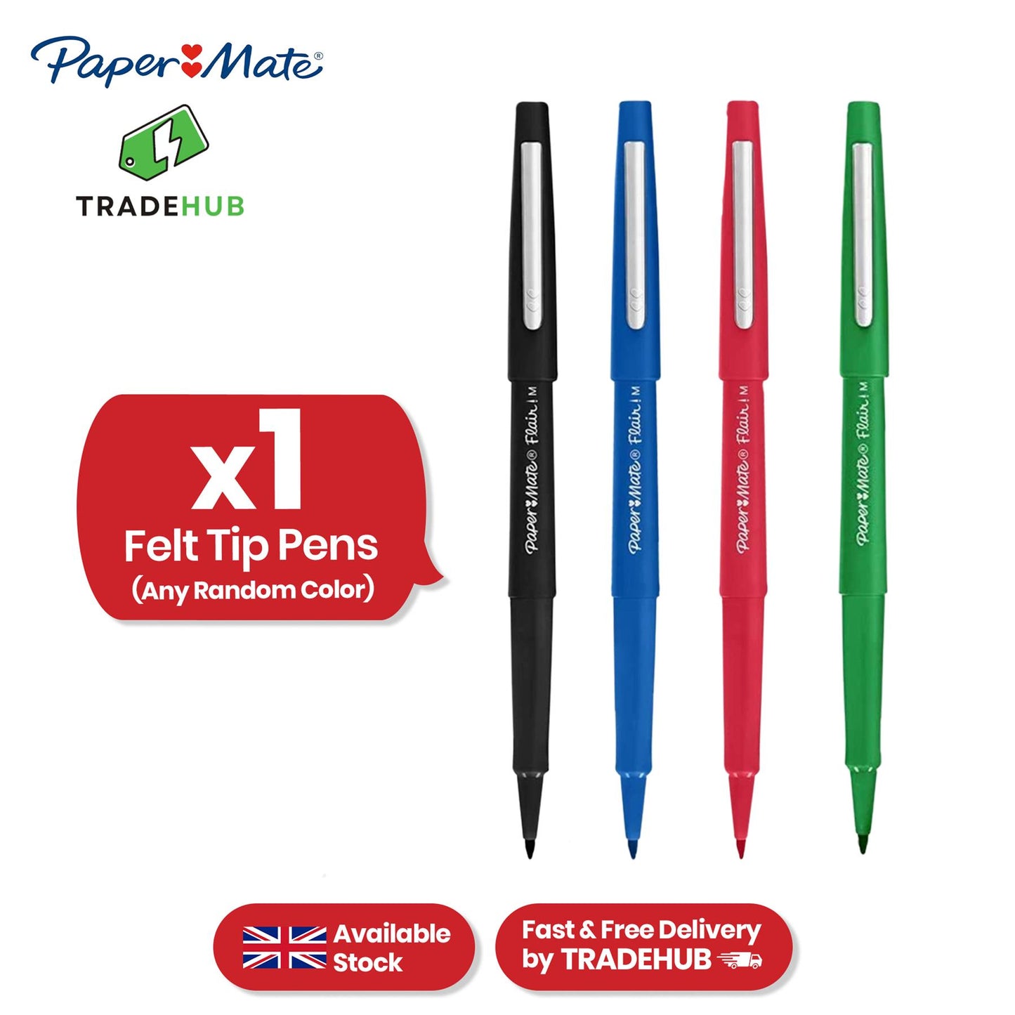 Papermate Flair Pack of 4 Black, 4 Blue, 4 Red, 4 Green