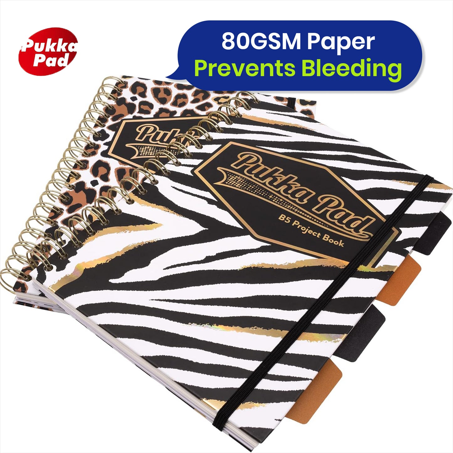 Pukka Pad Wild B5 Project Notebooks – 4 Repositionable Dividers & Hard Cover 2 Pack  NoteBooks For Projects