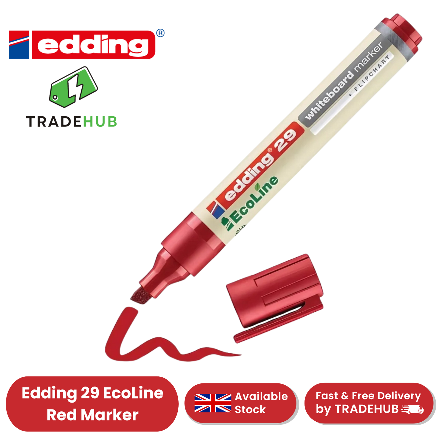 edding 29 Ecoline whiteboard marker - red - box of 10 whiteboard pens