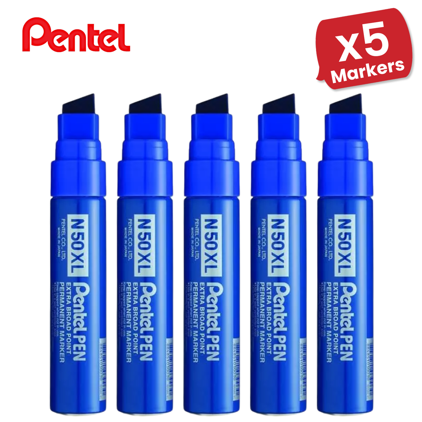 Pentel N50XL Permanent Marker Blue for Bold, Smudge-Proof Writing – Single Pen