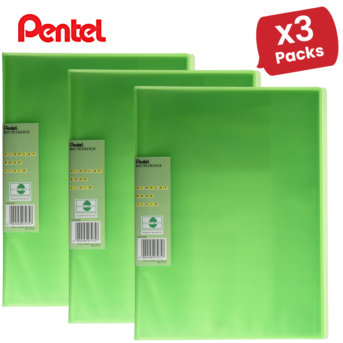 PENTEL RECY DISP BK VIVID 30PKT GREEN - Pack of 1