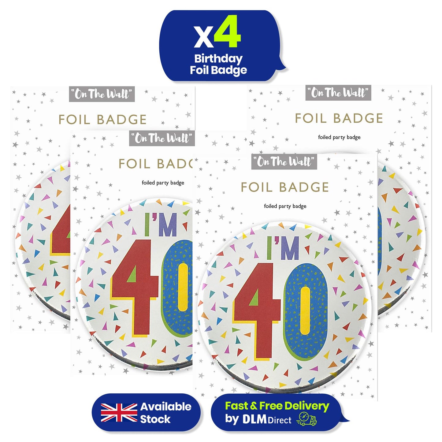 Silver 40th Birthday Badge 8.5cm Foil Pin Birthday Outfit Accessory Wear