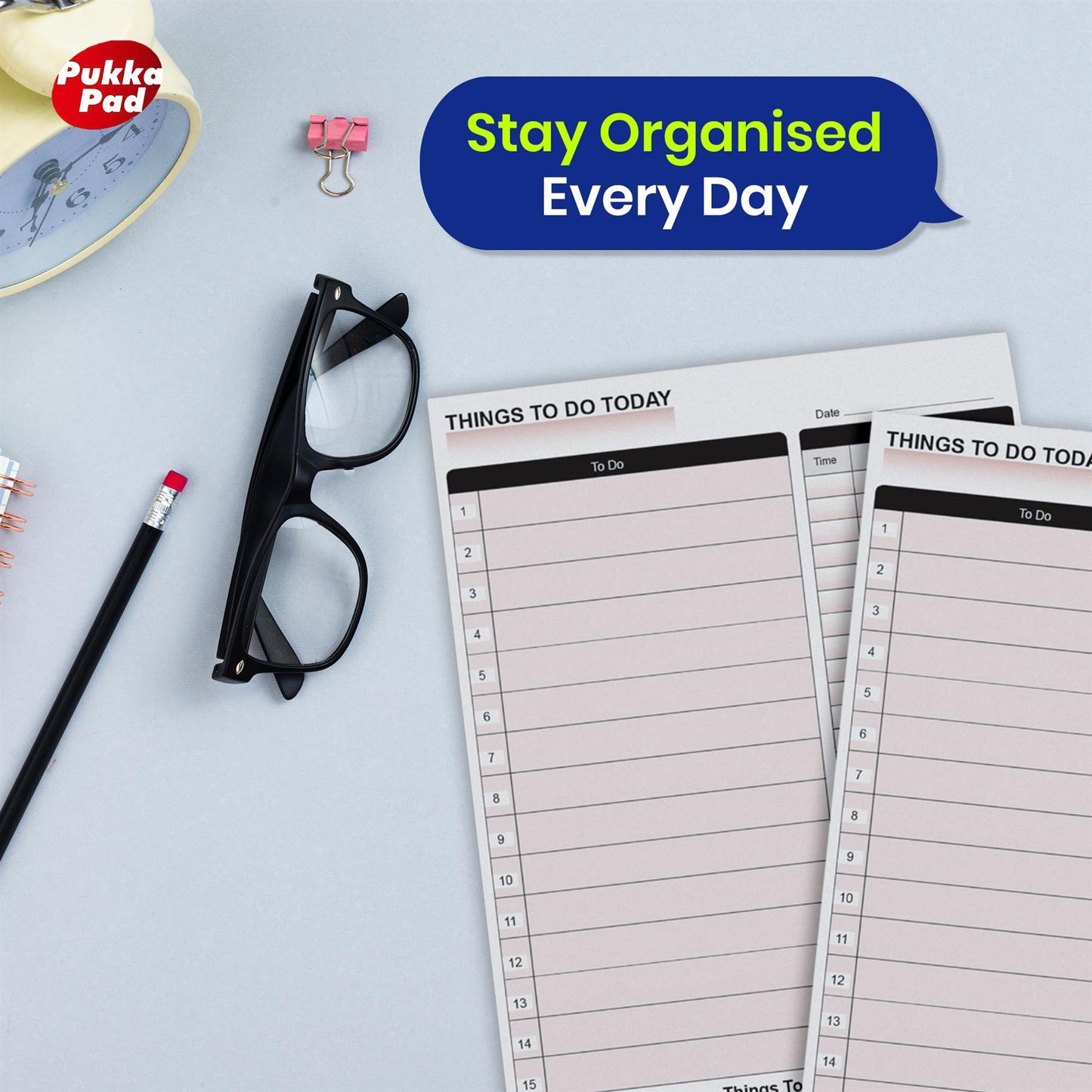 Things to Do Today Pad with Pre-Printed Sections and Hardback Cover for Planning