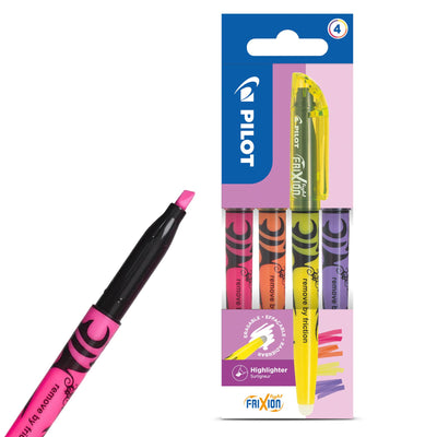 Pilot Frixion Light Highlighters - Blister Pack of 4 - Pink, Orange, Yellow, Purple