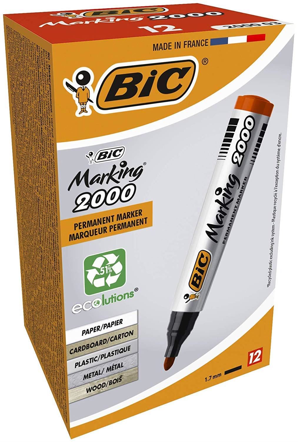 BIC Marking 2000 ECOlutions Permanent Bullet Tip Markers Red - 12 - 1 to 5 Packs