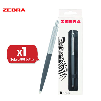 Zebra Ballpoint, Stainless Steel Retractable Pen Refillable Fine Point Biro for Presentation, Meeting & Assignments
