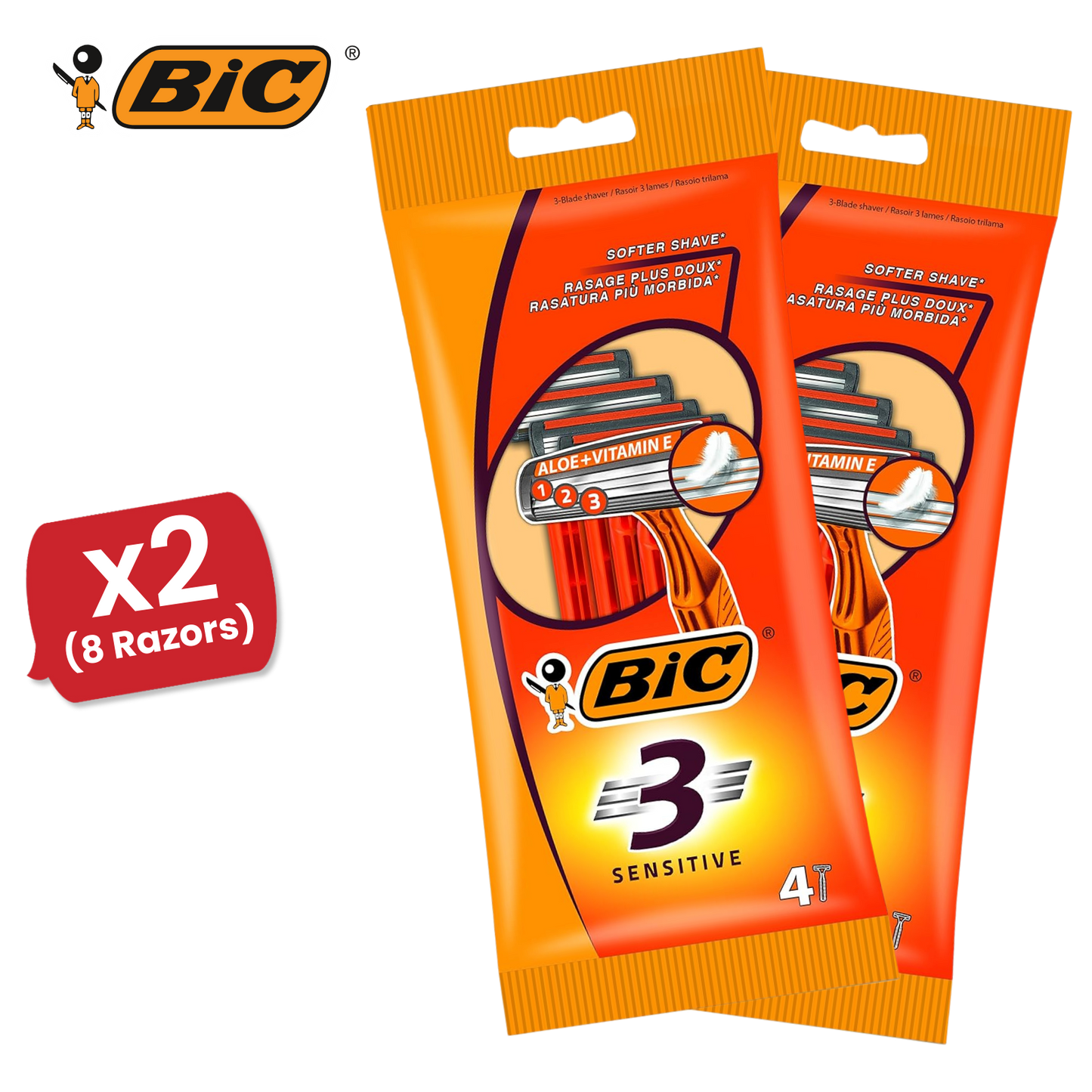 Bic 3 Sensitive Razors 4 - 1 Pack