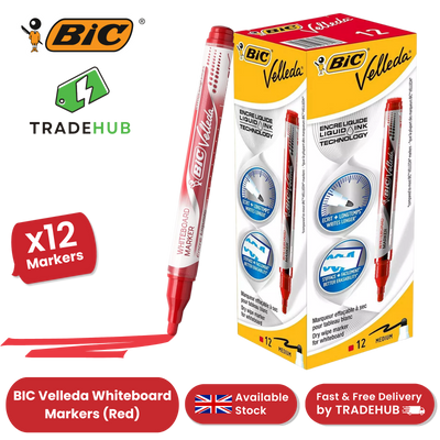 BIC Velleda Liquid Ink Dry Wipe Pocket Markers Red - Pack of 12