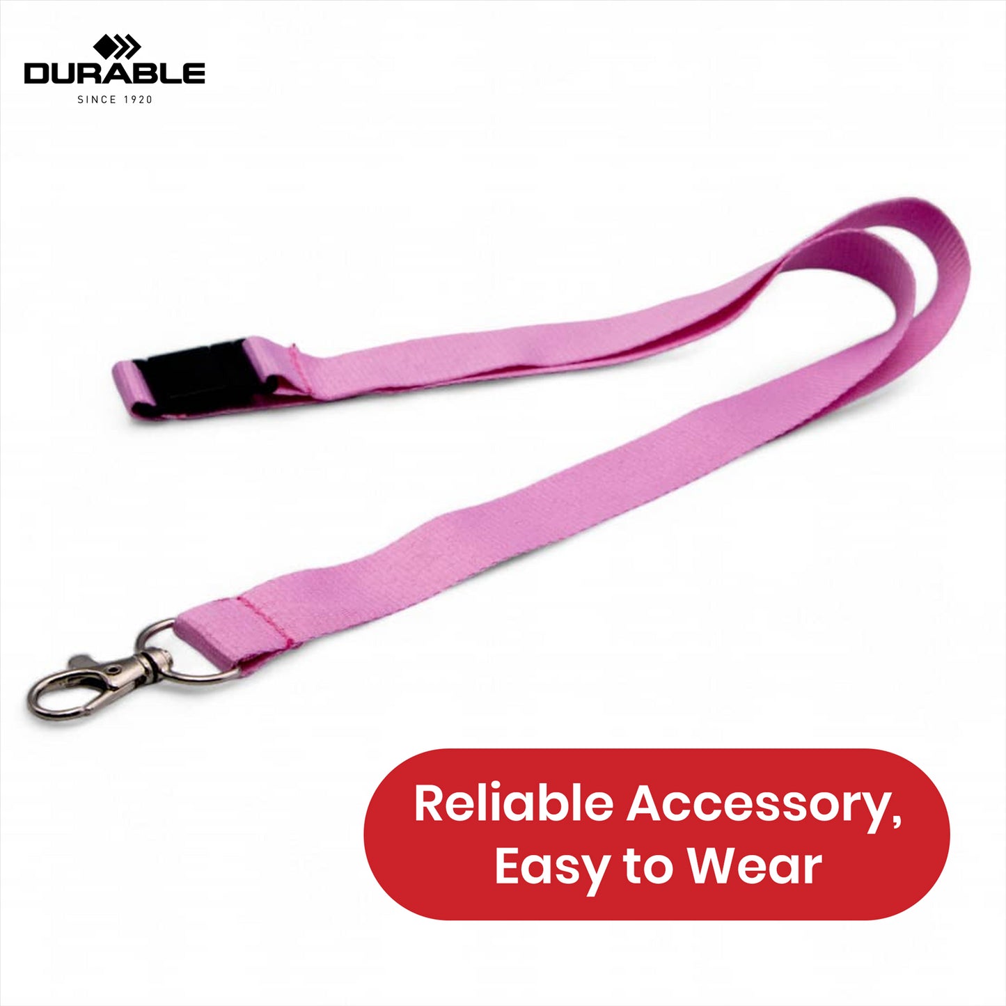Durable Pink Textile Lanyard - 20mm Wrist Strap for Keys & ID, 88cm