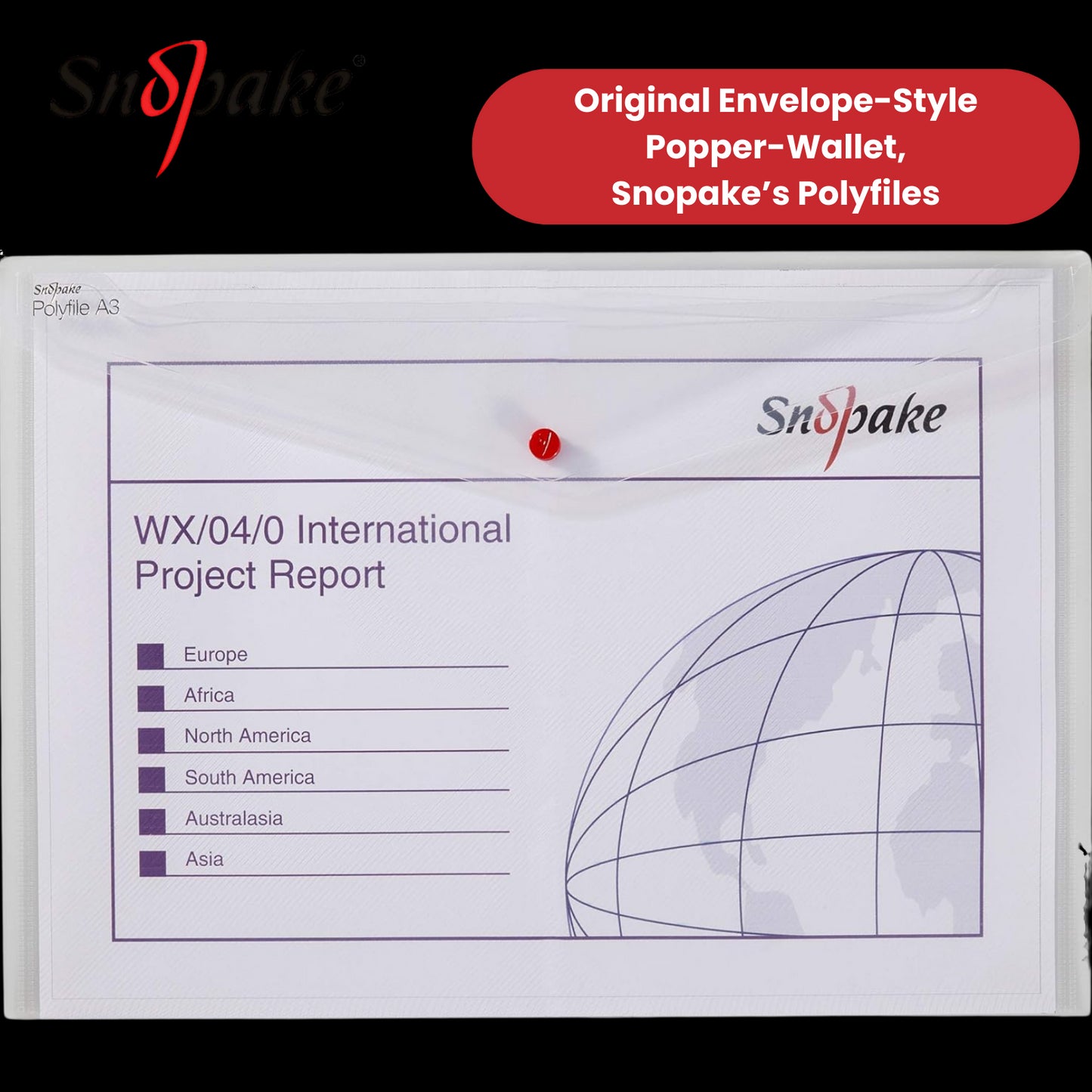 Snopake Polyfile Wallet A3 Clear - Durable Document Storage Solution Pack of 5