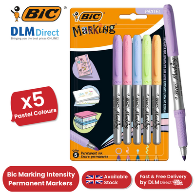 Bic Intensity Permenent Markers Pastel Colours - Blister Pack of 5