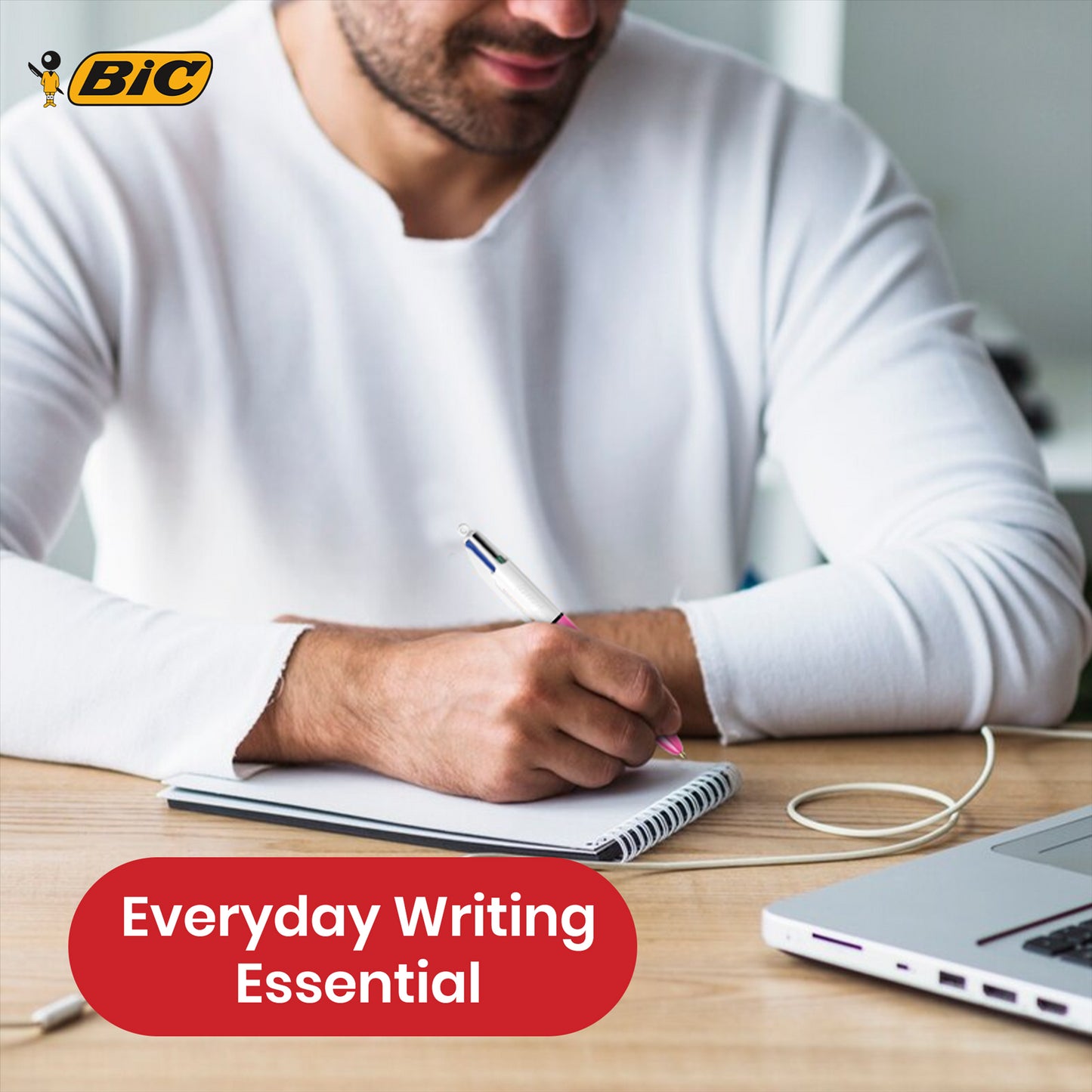 BIC 4 Colours Shine Multicolour Pen - 4 in One Biro for Students