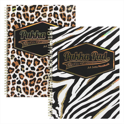 Pukka Pad Wild A4+ Notepad Pack – 2 Lined Animal Print Pads, 160 Pages Each