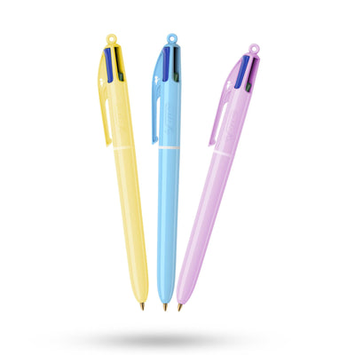 BIC 4-Colour Pastel Pens Pack of 3 Retractable Medium Points for Office School Home