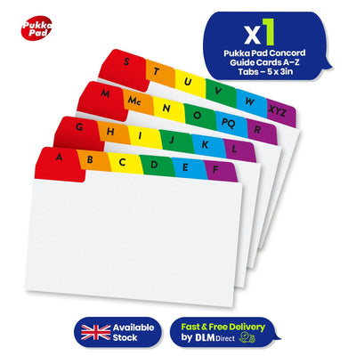 Pukka Pad Flash Cards Colour-Coded Tabs Study Cards 24  Reinforced Tabs Index Dividers for Filing Recipes Contacts Study Notes