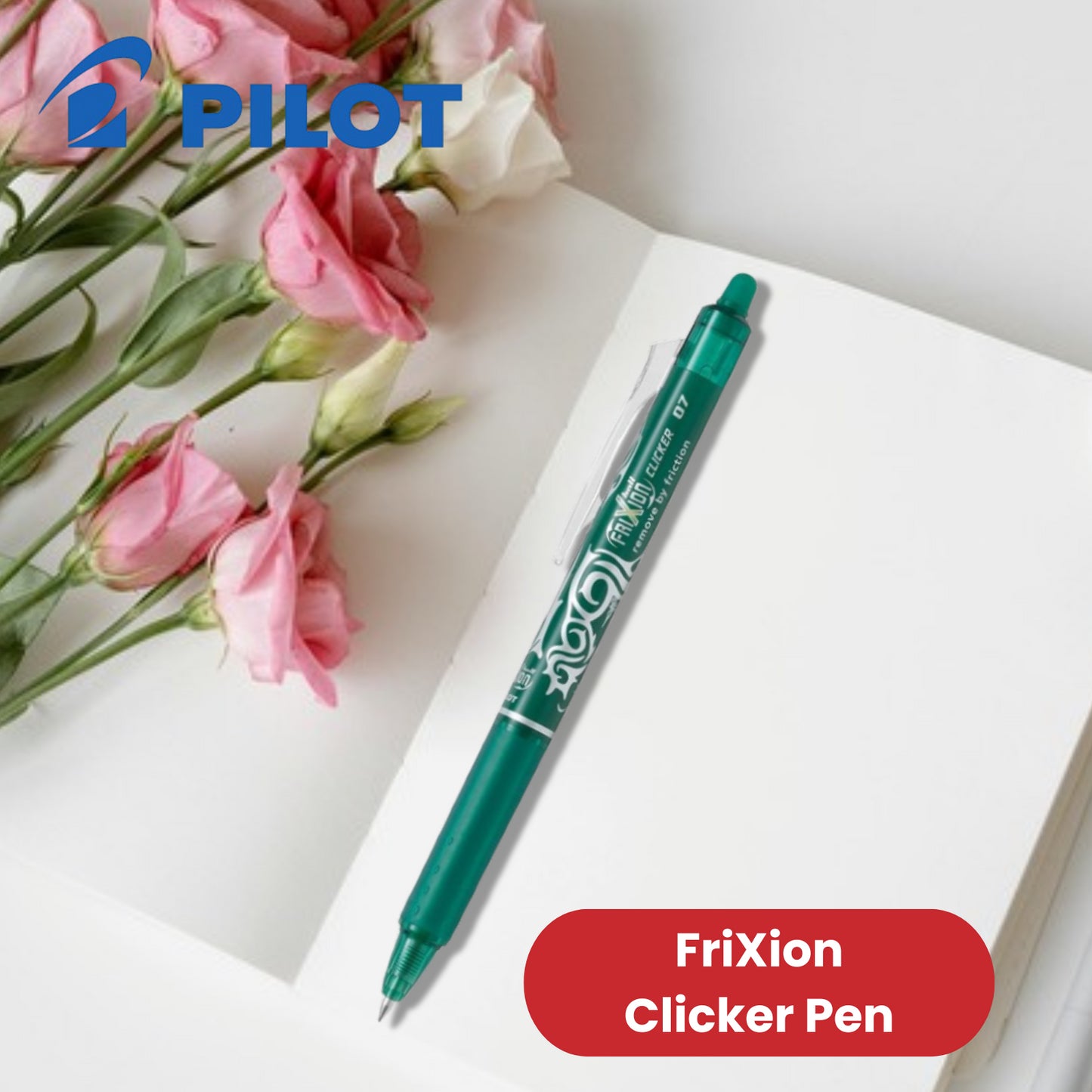 Pilot FriXion Clicker Erasable Gel Rollerball Multiple Pens 0.7mm Tip Line Green