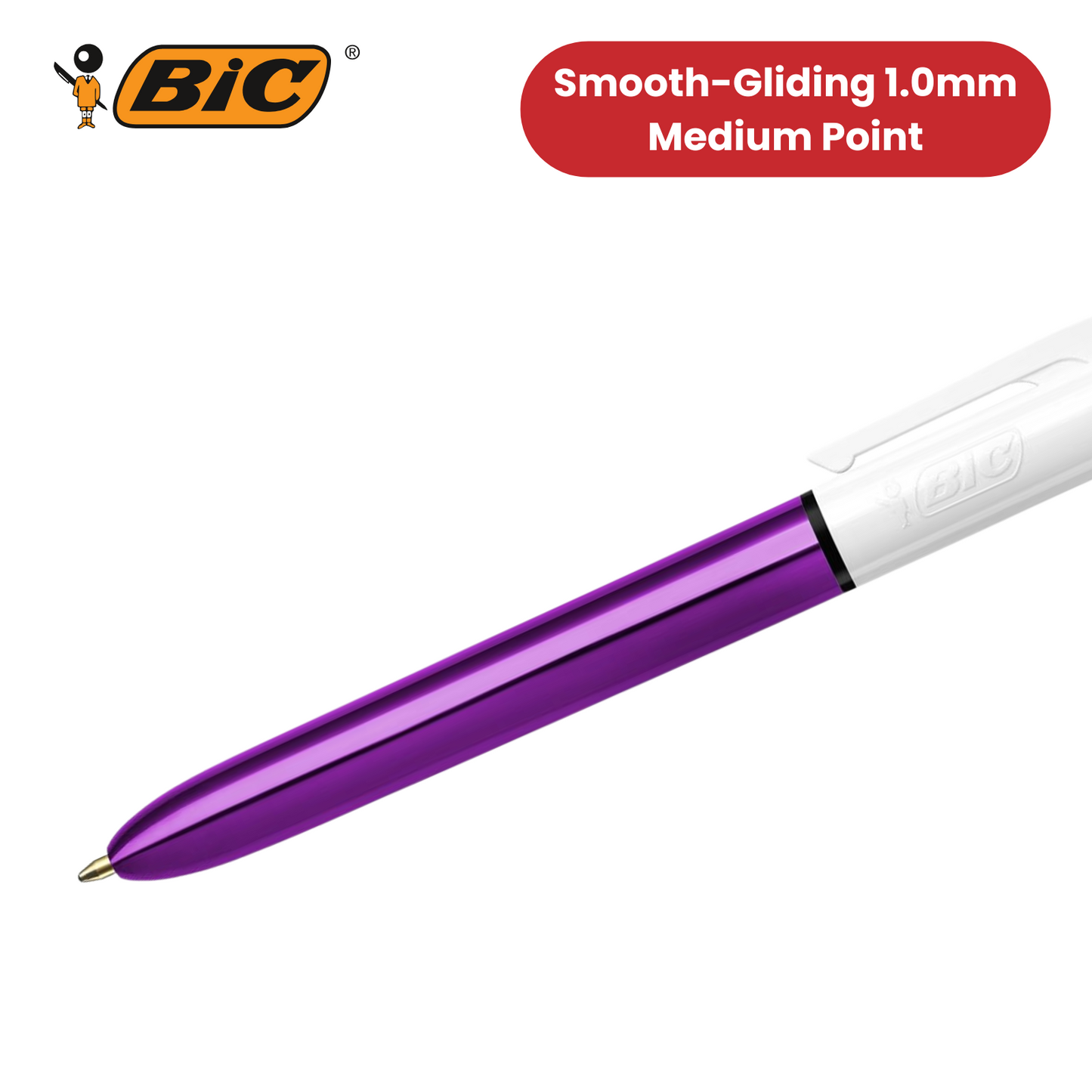 Bic 4 Colour Shine - Purple - Pack of 12