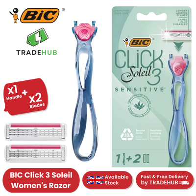 BIC Click 3 Soleil Sensitive Women's Razor Refills - 1 Handle + 4 Blades -1 to 5