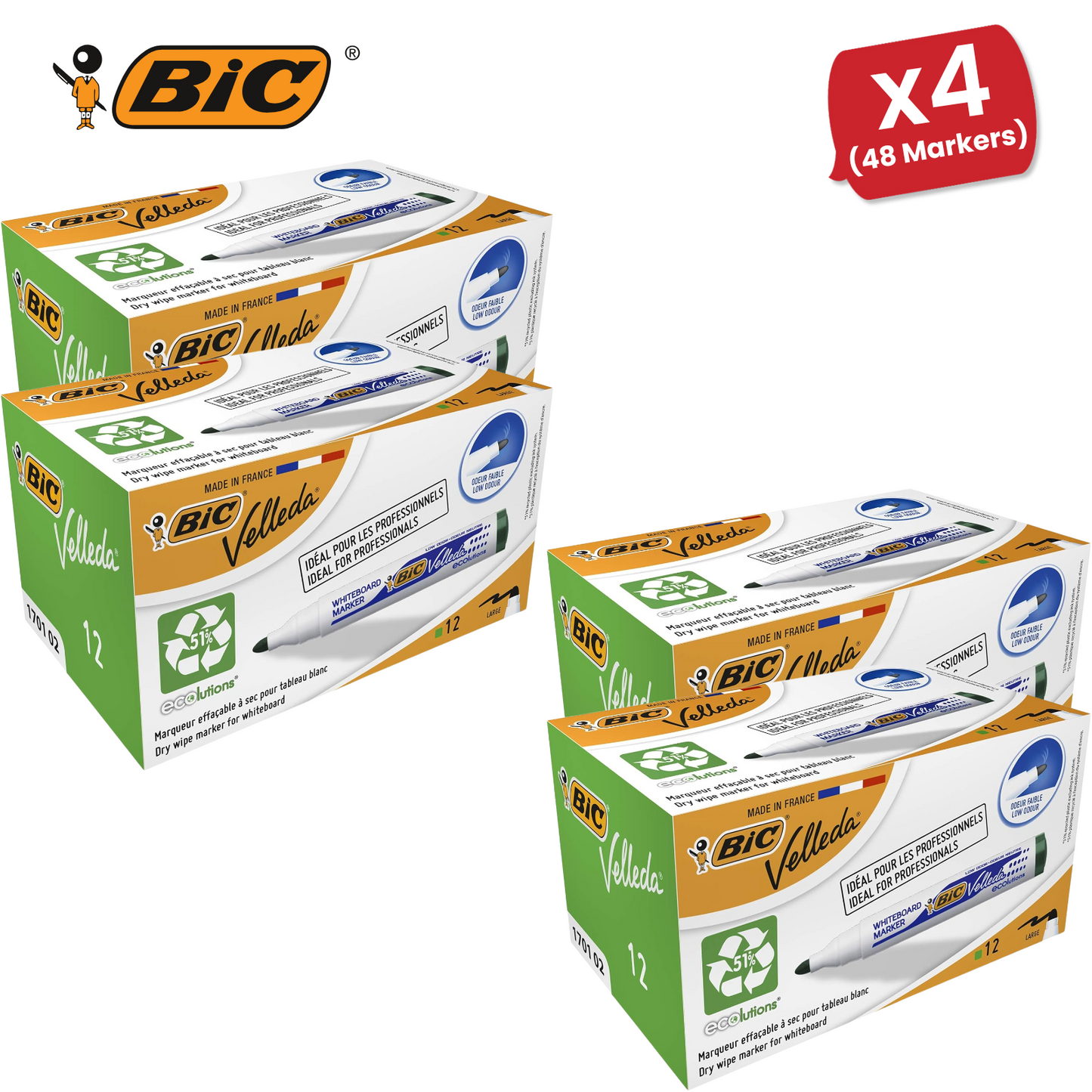 BiC Velleda 1701 Whiteboard Markers Green for Office & Classroom Use, Box of 12