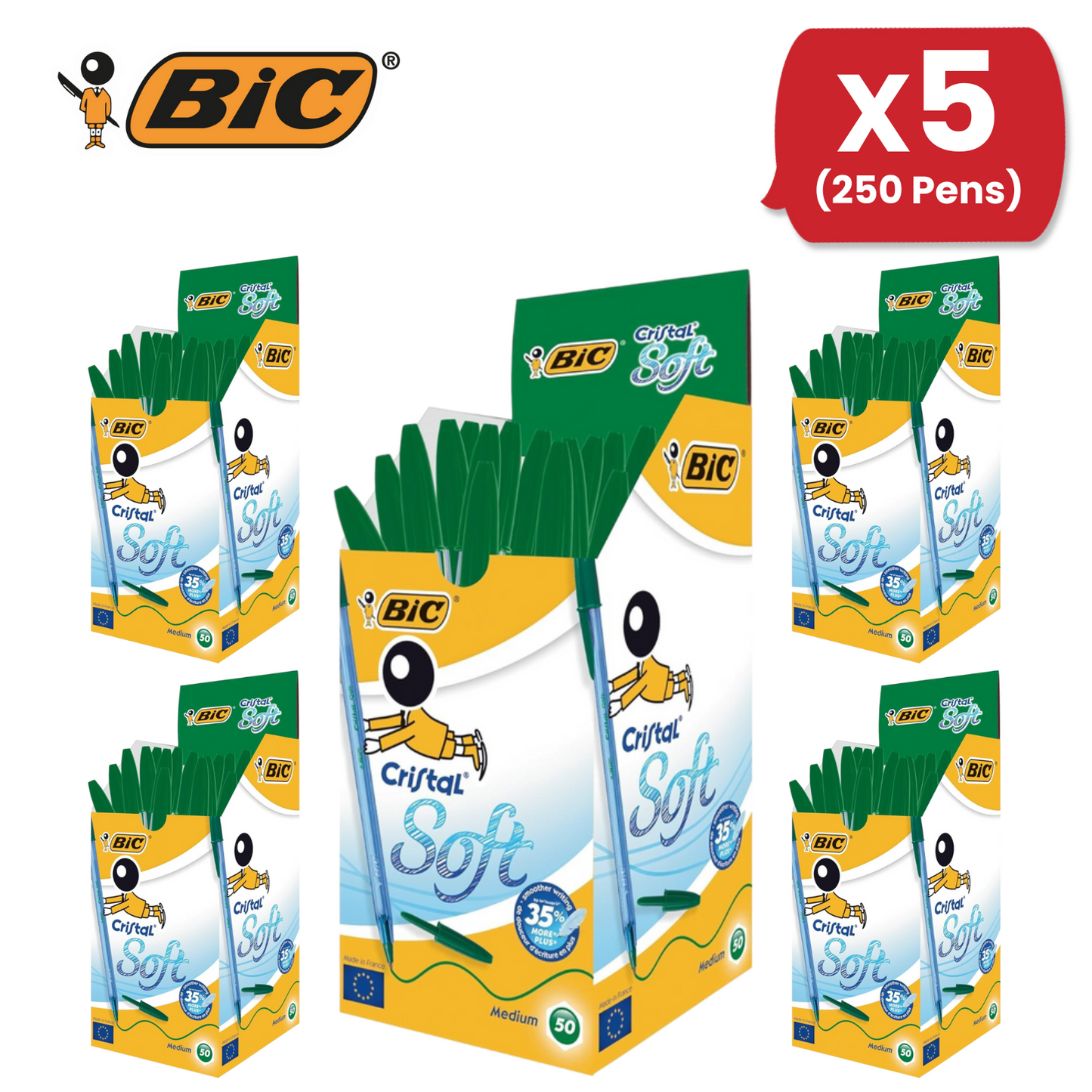 Bic Cristal Soft - Green - Box of 50