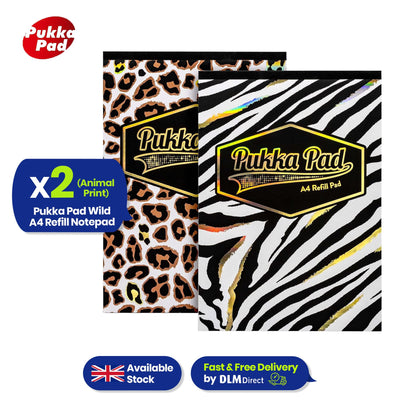 Pukka Pad A4 Refill Notepad –2 Pack Zebra & Leopard Print Writing Pad For Work Projects