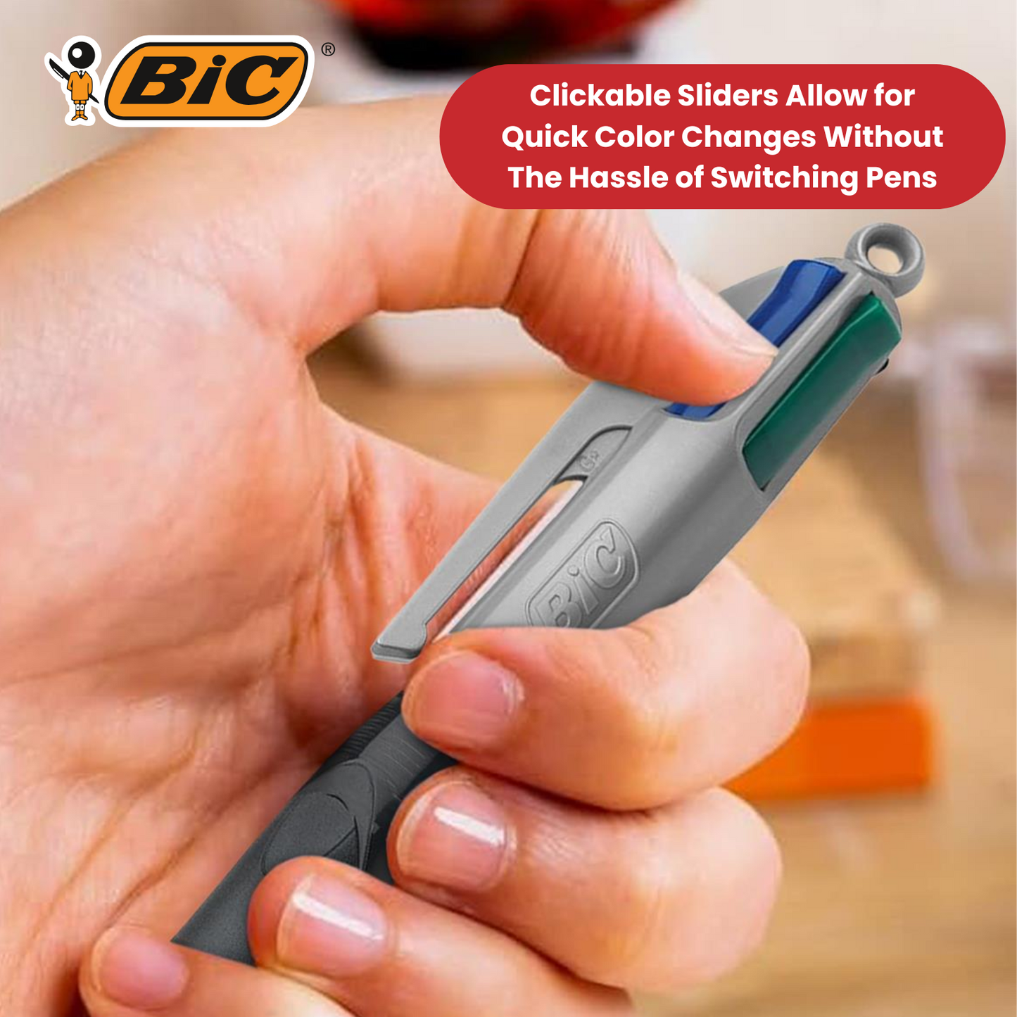 Bic 4-Colours Grip Pro Ballpoint - Single Pen