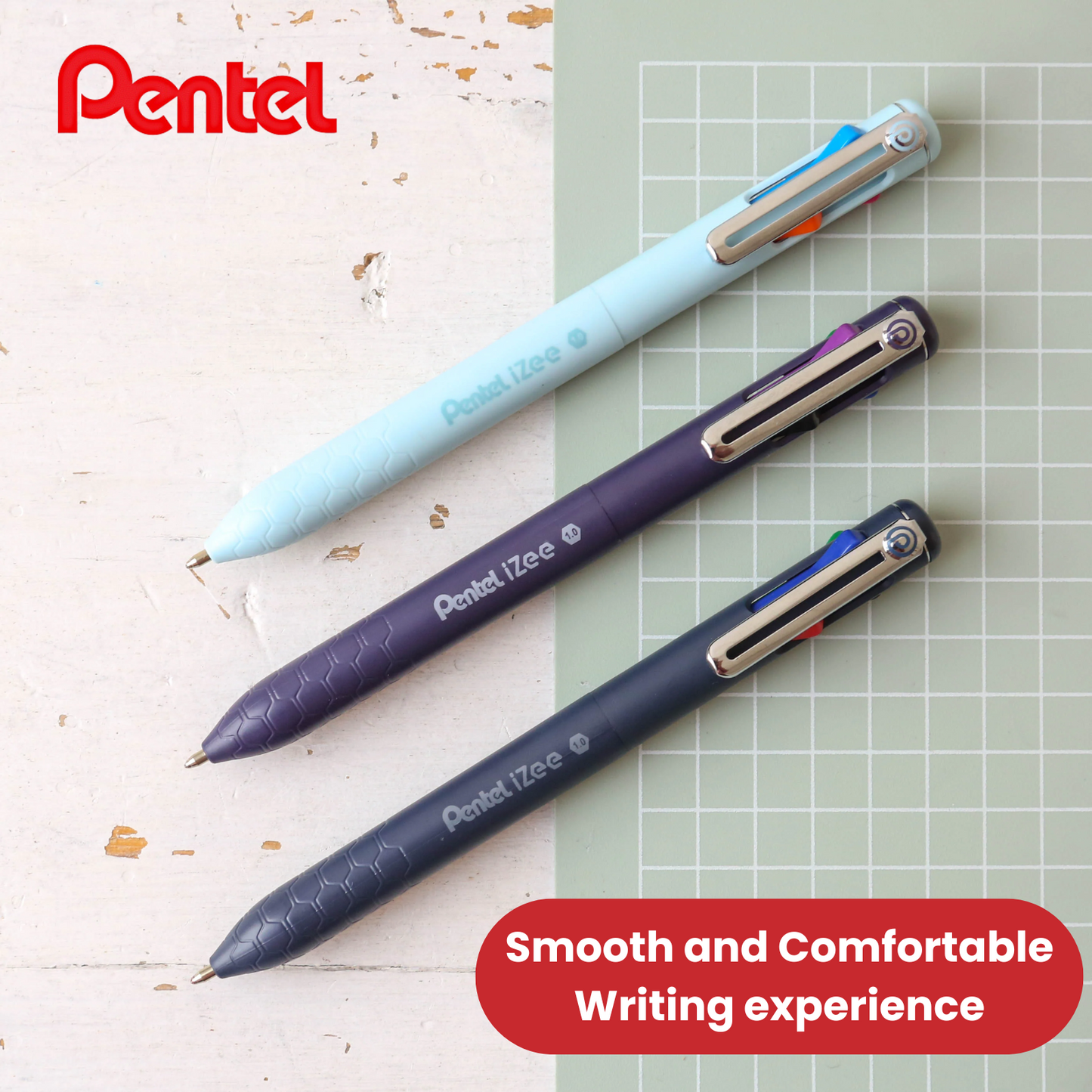 Pentel iZee 4 Colours Retractable Ballpoint Pens, Standard - Single Pen