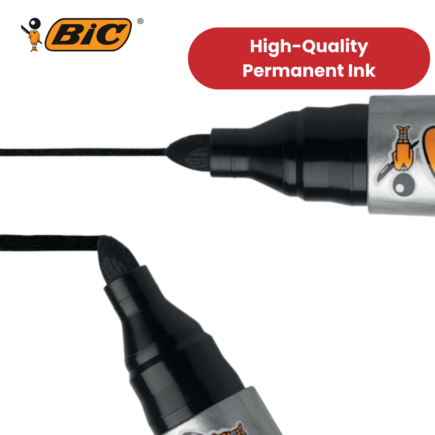 Bic 2000 Permanent Black Bullet Tip Marker 820915 - Single Pen Bic 2300 Permanent Black Bullet Tip Marker - 5 Single Pens