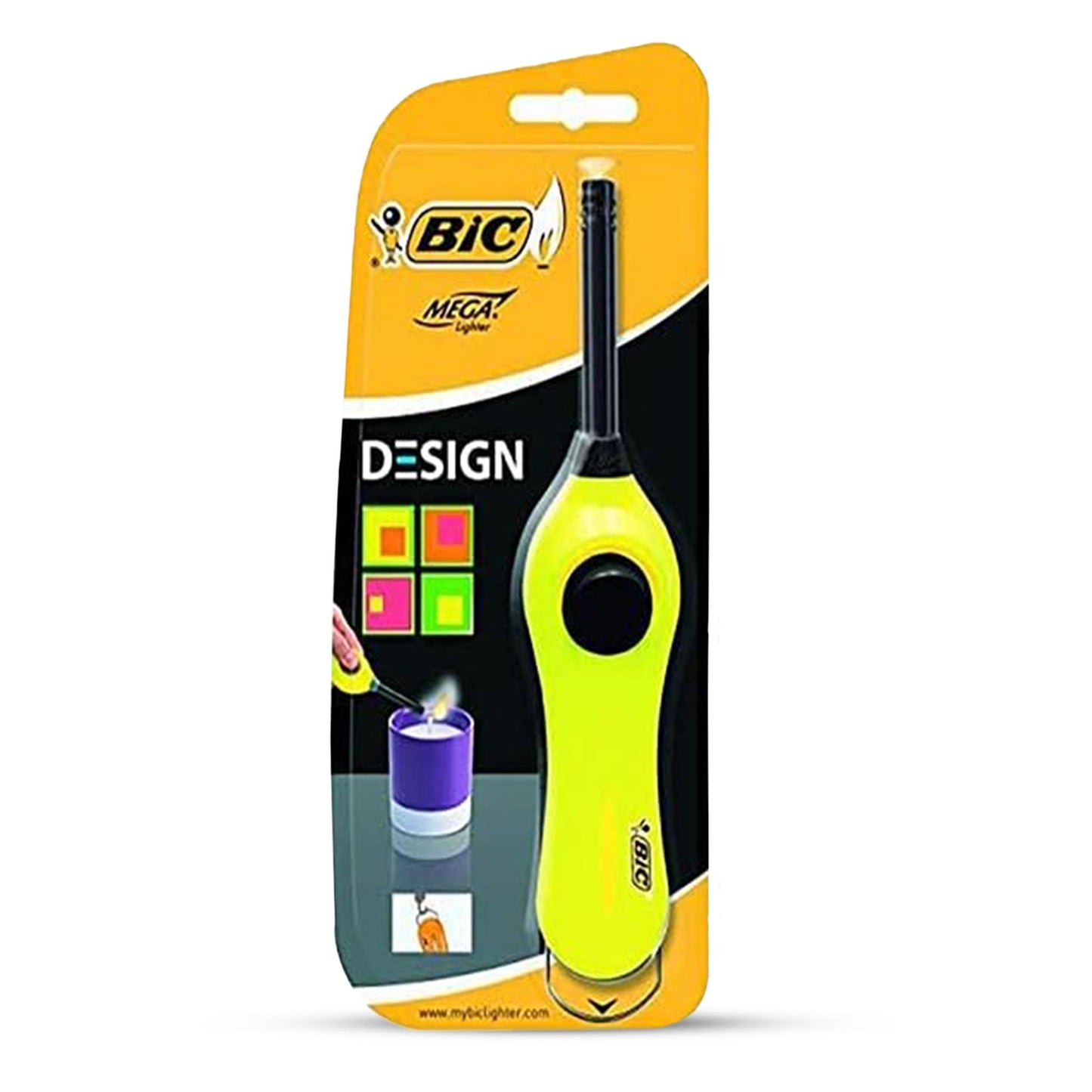 BIC Mega Utility Lighter - Plastic 6cm Wand Cooking Lighter, Push Button Lighters for BBQ