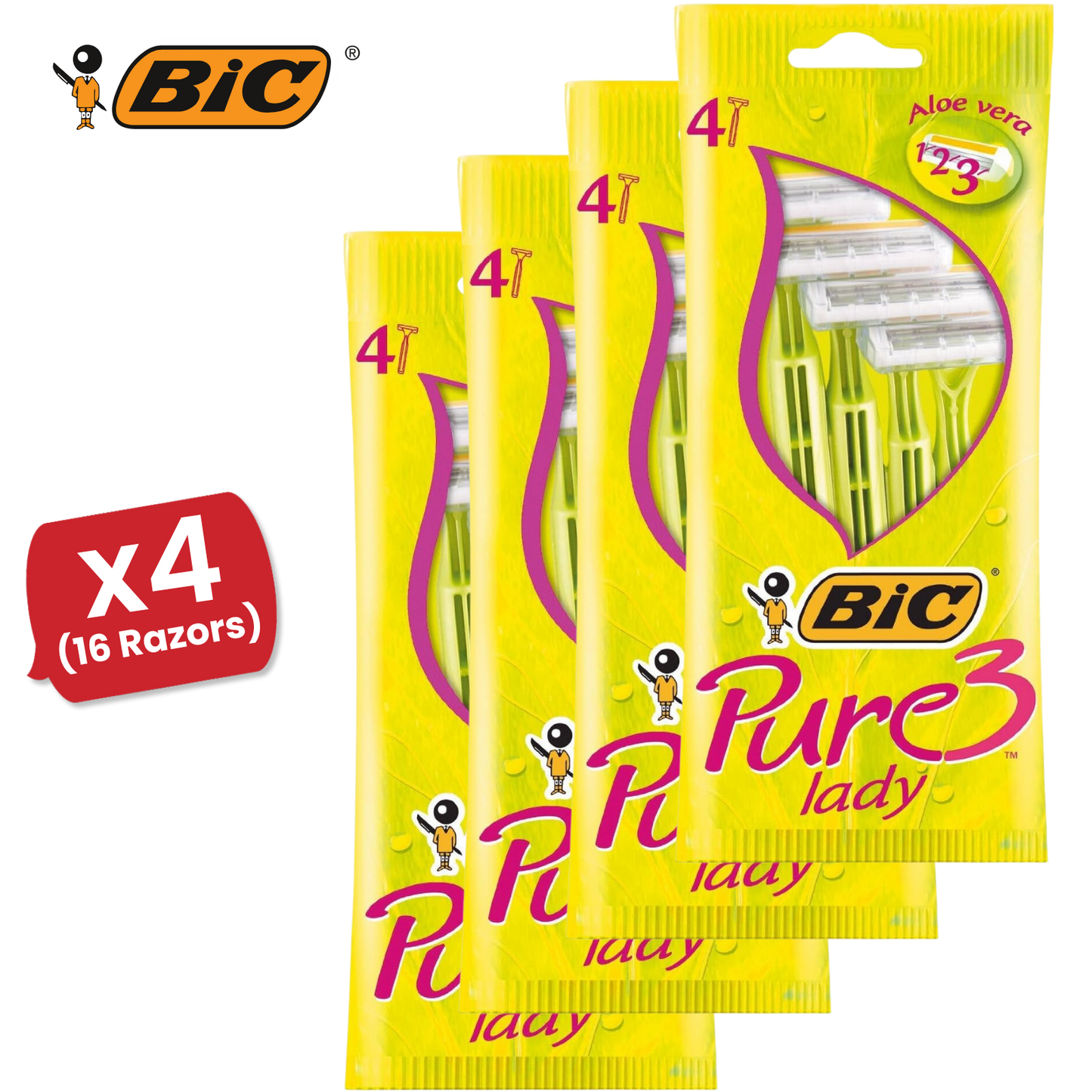 Bic Pure 3 Lady Shavers 4  - 1 Pack